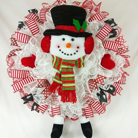 SOLD🎀Christmas Jolly Snowman Wreath - Picture 6 of 7